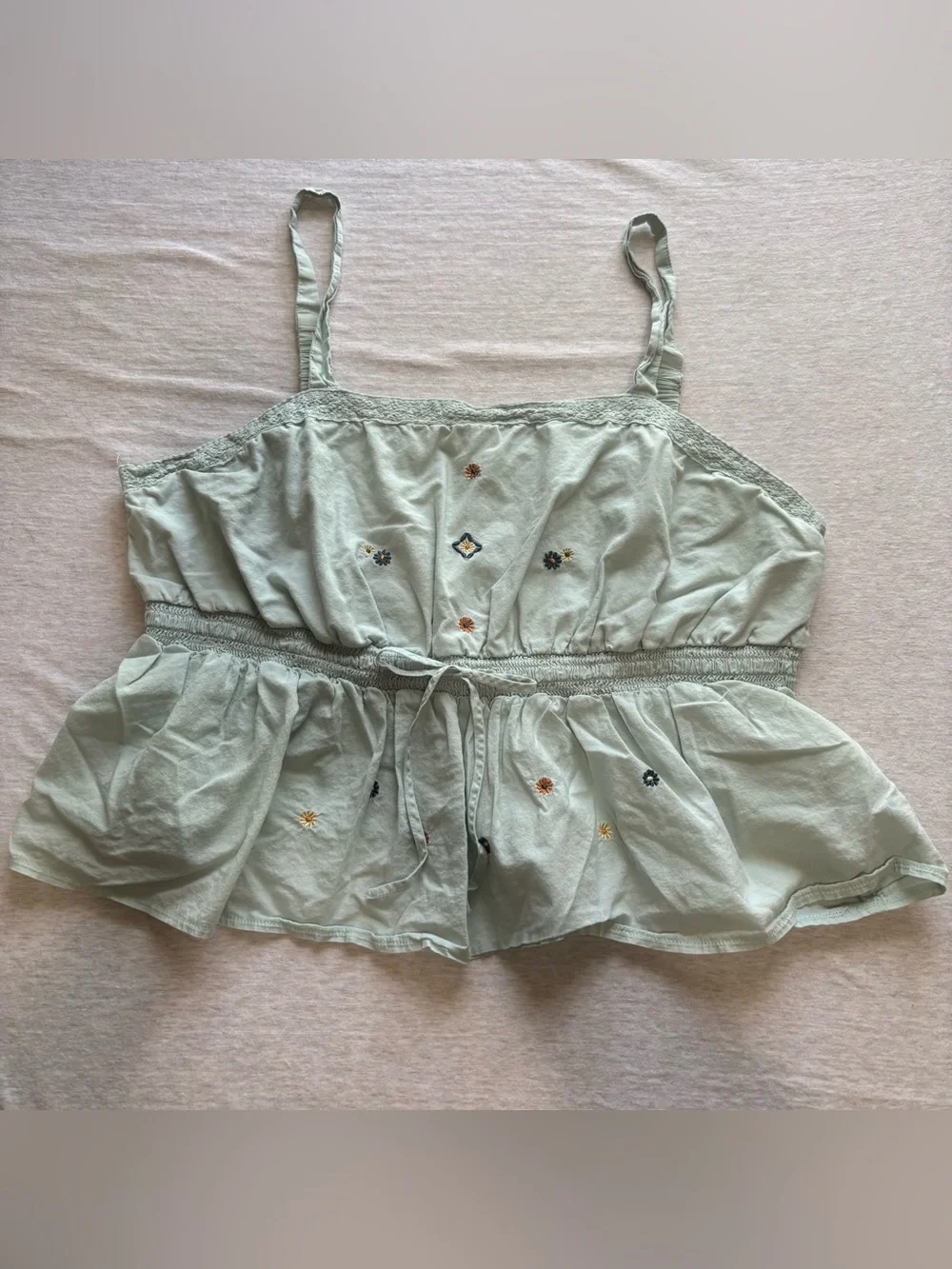 Celebrity Pink Mint Green Embroidered Peplum Cropped Cami Tank 3XL